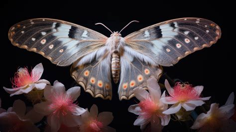 Moth Perched On A Night Blooming Flower Becomes An Ethereal Part Of