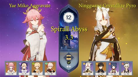 C0 Yae Miko Aggravate X C6 Ningguang Crystallize Pyro Spiral Abyss 3