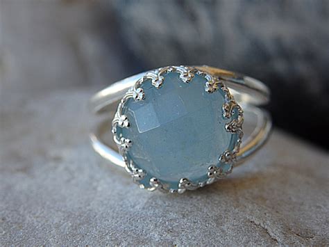 Aquamarine Ring 925 Sterling Silver Ring Gemstone Ring Blue Etsy