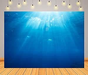 BELECO 15x8ft Fabric Underwater Backdrop Blue Deep Sea Ocean Waves