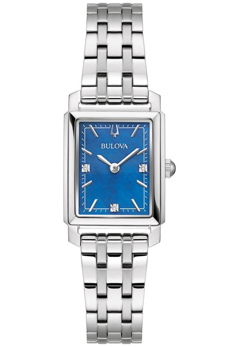 Bulova Damenuhr Sutton Blau Mit Kleinen Diamanten 96P245 Uhrcenter