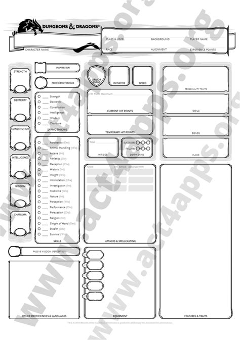 Dnd 5e Character Sheet Pdf Editable Fillable Downloadable Act4apps