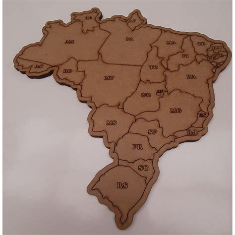 Quebra Cabe A Mapa Do Brasil Estados E Regi Es Mdf Cru Shopee Brasil