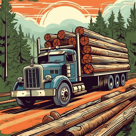 Premium AI Image A Blue Truck With Logs On The Back Is Carrying A Log