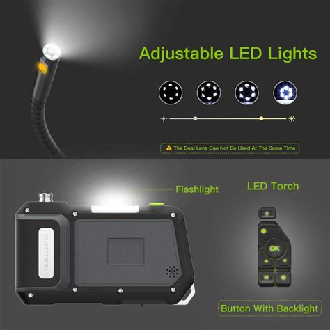 Teslong Nts Endoscopio De Doble Lente Con Monitor De Pulgadas