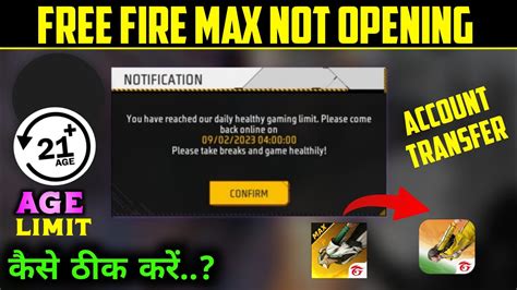 Ff Max Not Opening 😭 You Have Reached Our Daily Healthy Gaming Limit