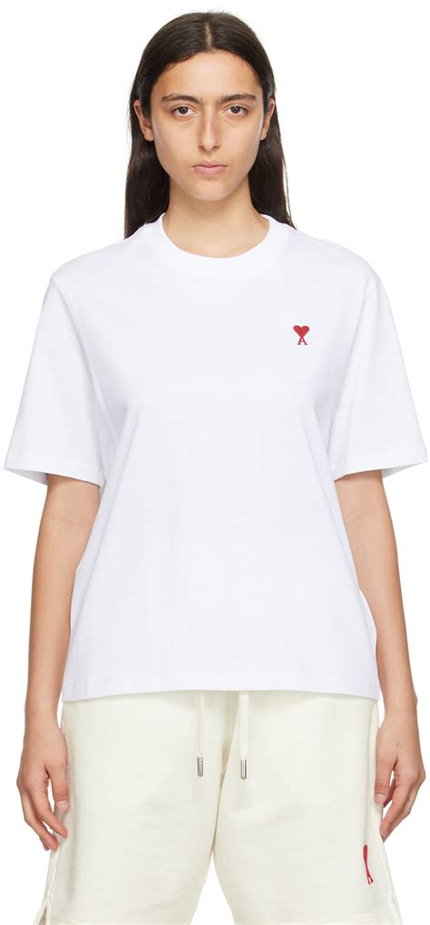 White Ami de Cœur T Shirt by AMI Paris on Sale