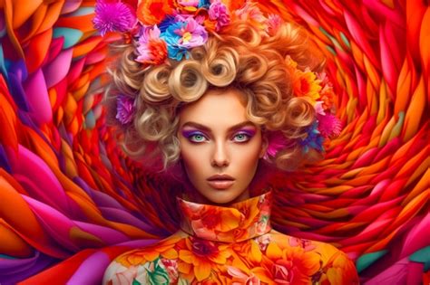 Premium Ai Image Woman With Flowers On Her Head And Colorful Dress