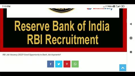 Rbi Recruiting Vacancies In Bank Recruitment Job Youtube