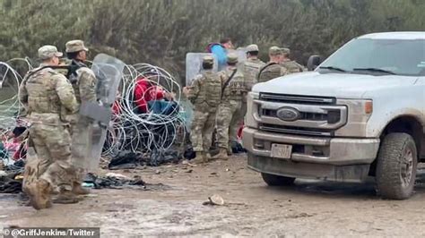 Texas National Guards Use Riot Shields To Hold Back Horde Of Migrants