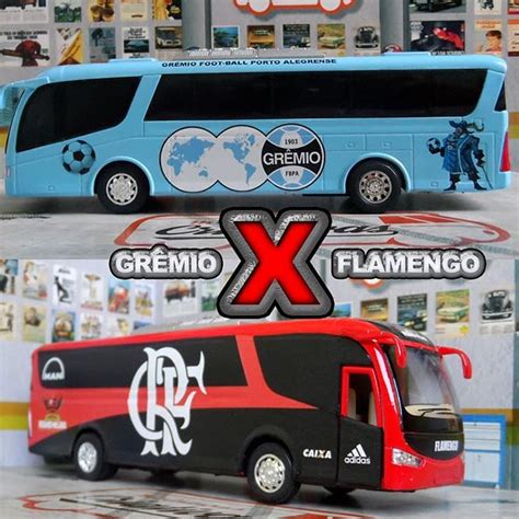 Miniatura Ônibus Grêmio e Ônibus Flamengo miniaturascriativas