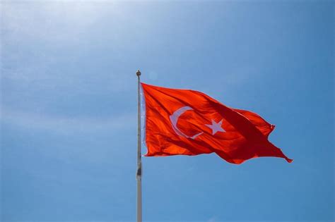 Premium Photo Turkish National Flag With White Star And Moon On A