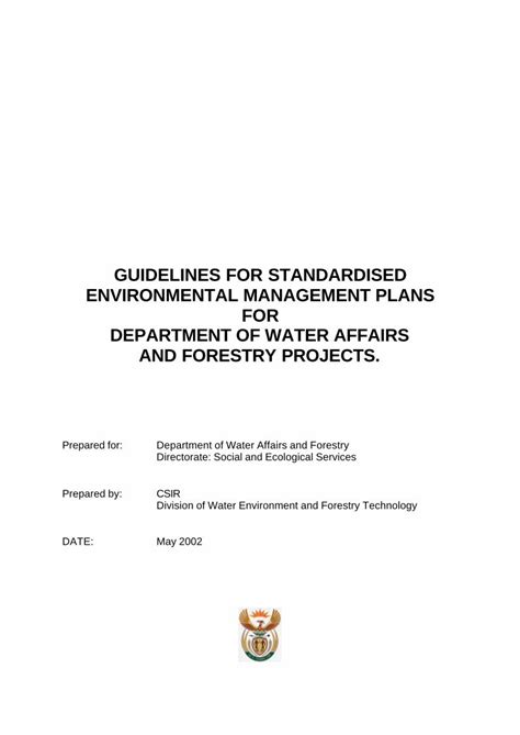 Pdf Guidelines For Standardised Environmental Management Plans