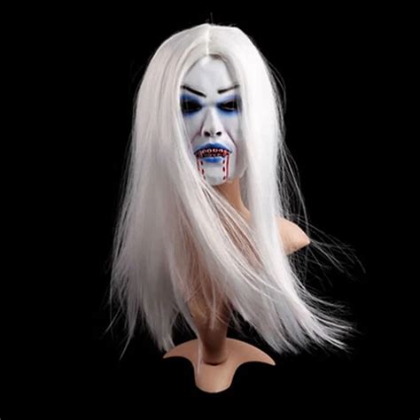 Surwish Halloween Masquerade Party Props Horrific White Hair Bloody