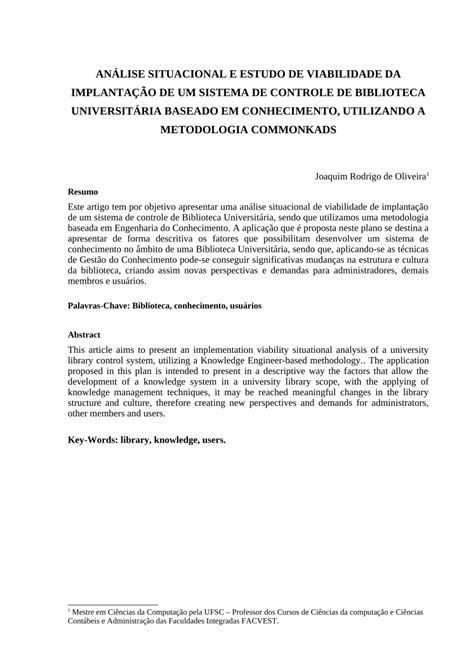 PDF ANÁLISE SITUACIONAL E ESTUDO DE VIABILIDADE DA IMPLANTAÇÃO DE UM