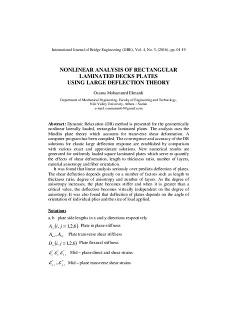 Pdf Nonlinear Analysis Of Rectangular Laminated Decks Plates Using