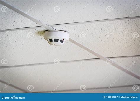 Fire Alarm Sensor On The Ceiling Place For Your Text Stock Image