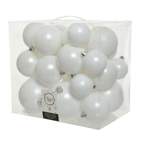 Decoris Kerstballen 26x St Wit 6 8 En 10 Cm Kunststof Fun En