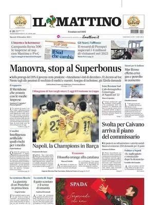 PRIMA PAGINA IL MATTINO Napoli La Champions In Barca E Oggi Il