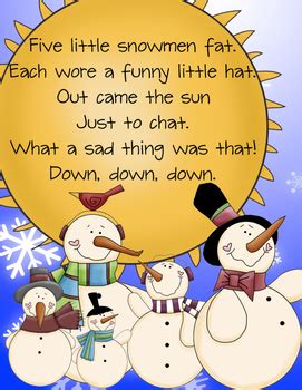 Five Little Snowmen Fat Finger Play Chart & Puppets by Kindergarten Kiosk