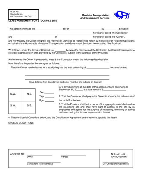 Manitoba Canada Lease Agreement For Stockpile Site Fill Out Sign Online And Download Pdf