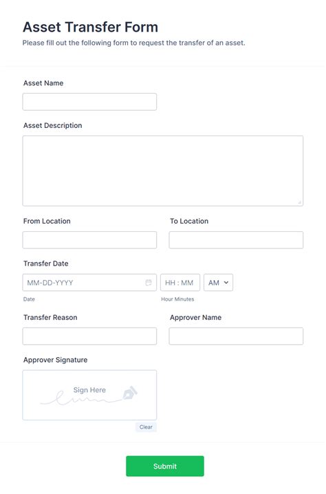 Asset Transfer Form Template Jotform