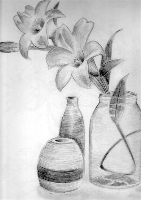 How To Draw A Flower Pot With Pencil Shading | Best Flower Site