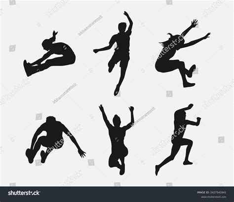 Triple Jump Silhouette Collection Set Different Royalty Free Stock