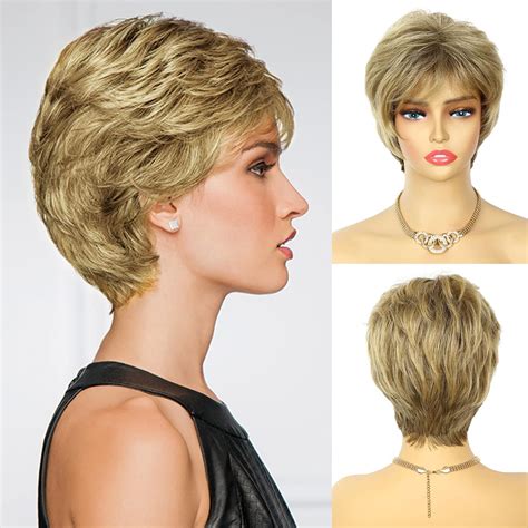 Amazon Creamily Short Brown Wig Short Pixie Cut Wigs With Bangs