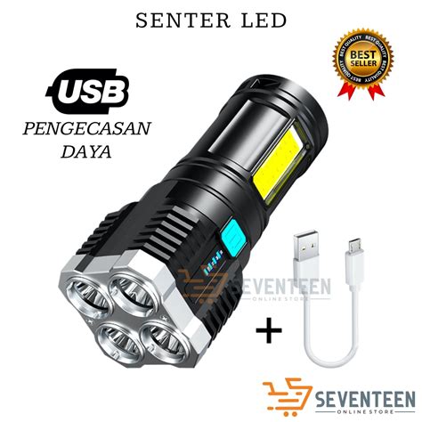 Jual SEVENTEEN SENTER 4 LED COB SENTER 4 MODE JARAK JAUH SUPER TERANG