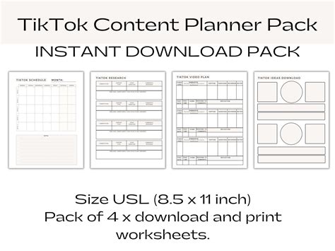 Tiktok Planner Worksheets Schedule Printable Planning Sheets Etsy