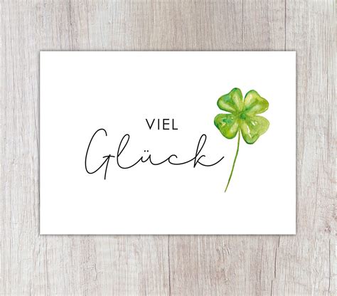 Karte Viel Glück mit Kleeblatt Aquarell viel Glück für dich