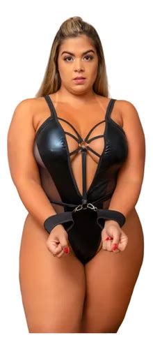 Lingerie Body Sexy Vinil Luxo Plus Size Fantasia Caladinha