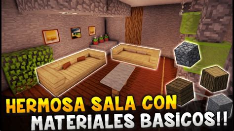 Minecraft Como Hacer Una Hermosa Sala Con Materiales Basicos Y Faciles De Conseguir Youtube