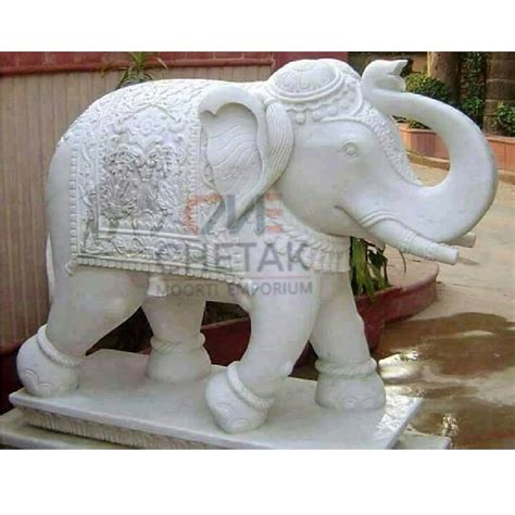 Decorative White Marble Elephant Statue For Exterior Decor At Rs