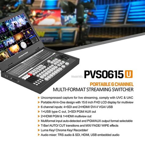 AVMATRIX PVS0615U 6 Channel Multi Format Streaming Switcher For