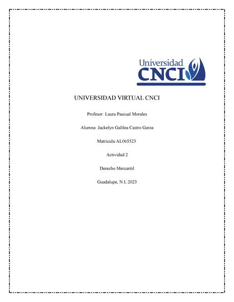 Derecho Mercantil 2 Apuntes UNIVERSIDAD VIRTUAL CNCI Profesor