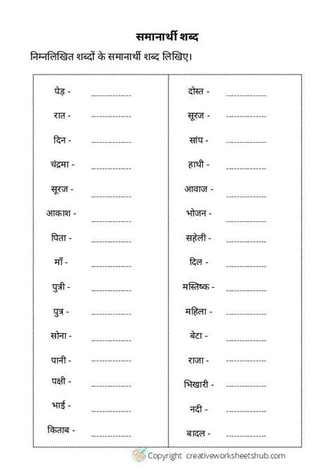 Class 1 And 2 Hindi Grammar Worksheets Creativeworksheetshub Hindi Worksheets Grammar