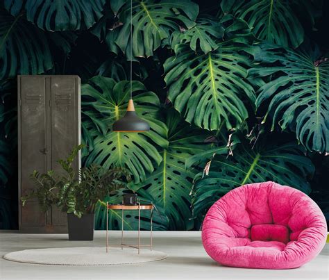 Monstera Leaf Wall Mural Peel And Stick Tropical Wallpaper Jungle