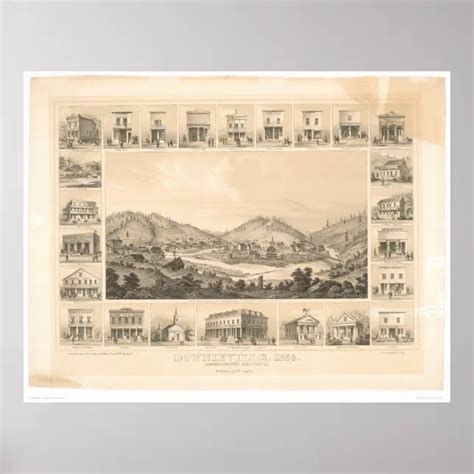 Downieville, CA Panoramic Map 1856 (0522A) Poster | Zazzle