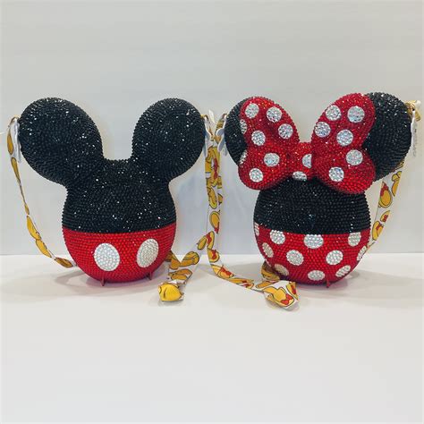 Disneys Mickey And Minnie Popcorn Buckets Covered In Glass Rhinestones