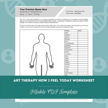 Art Therapy How I Feel Today Worksheet PDF Template By TherapyByPro