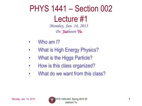 Ppt Phys 1441 Section 002 Lecture 1 Powerpoint Presentation Free