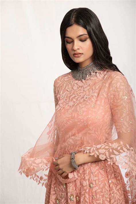 Buy Amrita Thakur Peach Embroidered Kurta Dhoti Pant Set Online Aza