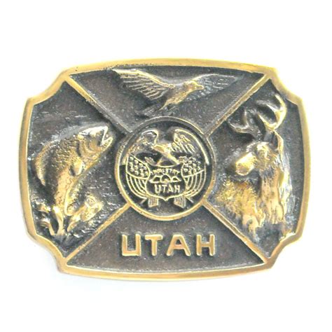 Vintage Utah State Seal 3D Limited Edition 1452 Brass Belt Buckle