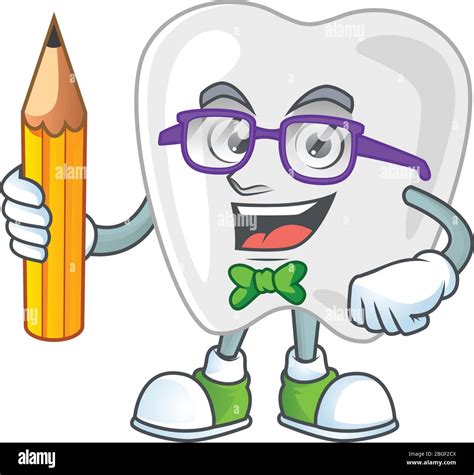 Teeth student cartoon character studying with pencil Stock Vector Image & Art - Alamy