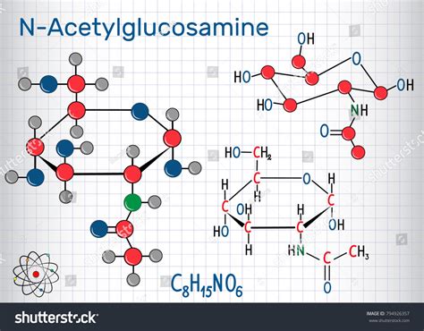 N Acetylglucosamine Nag Molecule Sheet Of Royalty Free Stock