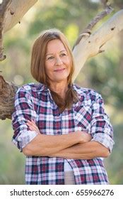 Portrait Attractive Mature Woman Rural Country Stock Photo