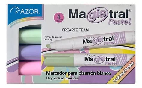 4 Plumones Magistral Colores Pastel Marcador Pizarrón Blanco