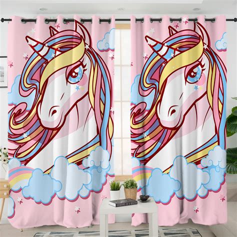 Cute Pink Unicorn Curtains Unilovers